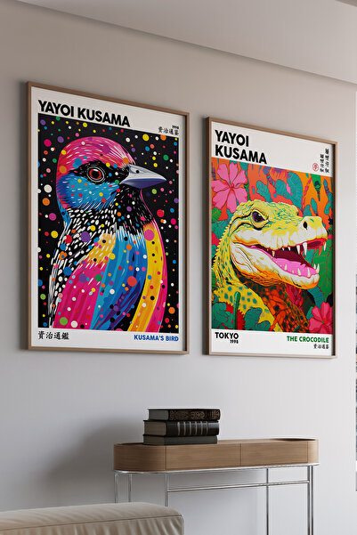 Artiera Σετ ζωγραφικής 2 τεμαχίων Kusama Colorful Bird and Frog Japandi Art μ...