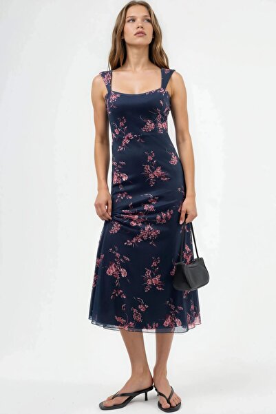 Hiccup Floral midi dress with sweetheart neckline