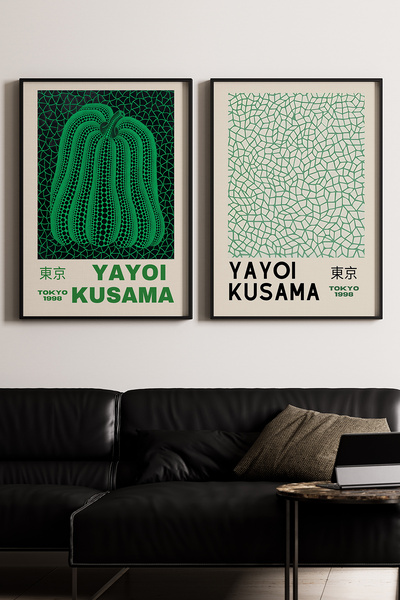 Artiera Σετ ζωγραφικής 2 τεμαχίων Kusama Minimal Green Japandi Art με ξύλινο ...