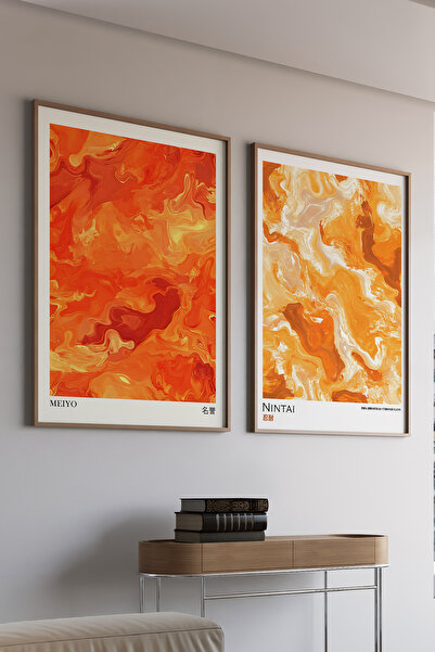 Artiera Σετ ζωγραφικής με ξύλινο πλαίσιο 2 τεμαχίων με πορτοκαλί ηφαιστειακά ...