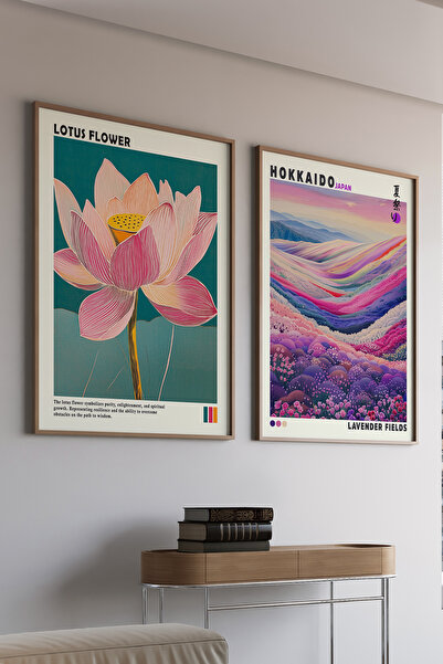 Artiera Σετ ζωγραφικής με ξύλινο πλαίσιο 2 τεμαχίων Lotus and Pastel Mountain...