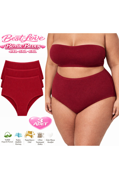 BEST LOVE Women's Panties, Women's Plus Size 100% Cotton Pack High Waist Bato...