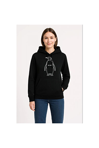 Narnuga Women's Nihilist Penguin Special Design Oversize Hooded Sweatshirt - ...