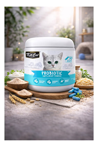 Kit Cat بودرة مكمل بروبيوتيك للقطط - لدعم الجهاز الهضمي وتخفيف ودعم المناعة -...