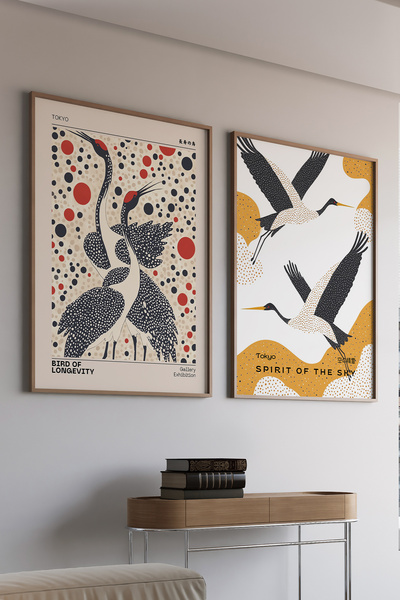 Artiera Σετ ζωγραφικής με ξύλινο πλαίσιο 2 τεμαχίων Minimal Turnars Japandi Art