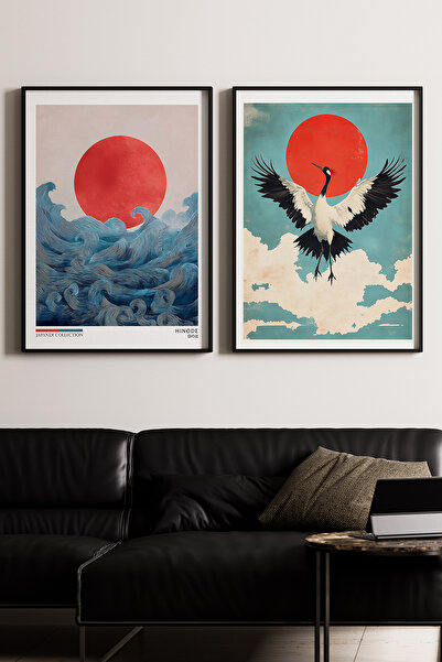 Artiera Σετ ζωγραφικής με ξύλινο πλαίσιο 2 τεμαχίων Minimal Frogs Japandi Art