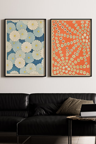 Artiera Σετ ζωγραφικής 2 τεμαχίων Vintage Pastel Flowers Japandi Art με ξύλιν...