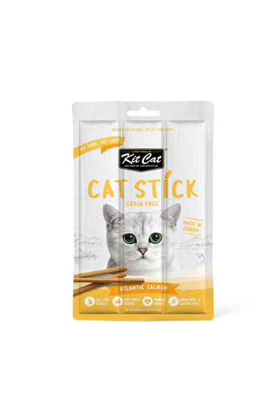Kit Cat مكافآت "كات ستيك" بسلمون الأطلسي أصابع طرية خالية من الحبوب