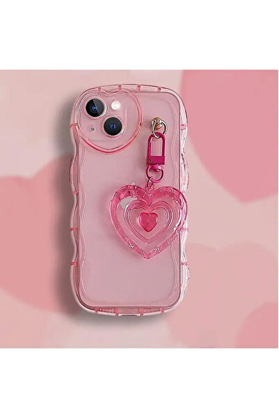 EDELFU iPhone 15 PLUS ve 14 PLUS (2023) Pembe Zigzag Tasarımlı Silikon Kapak ...