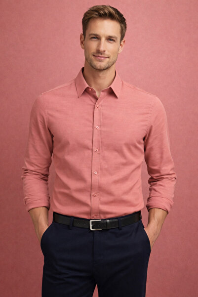 Manche Muška košulja 12-1365 sa muslin kragnom, boja prašnjave ruže