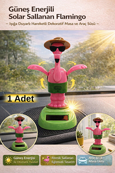 Hane Dostu Güneş Enerjili Solar Sallanan Flamingo – Işığa Duyarlı Hareketli D...