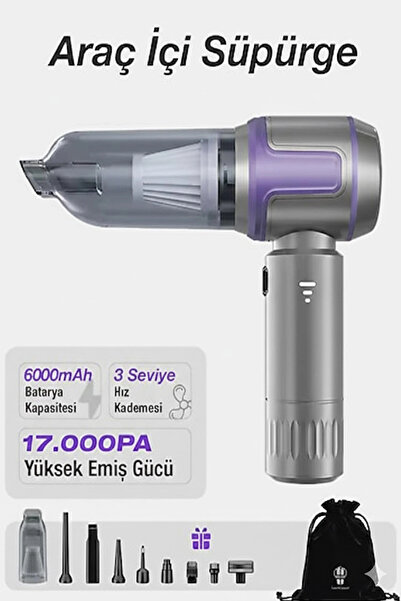 Epilons Aspirator portabil fără fir pentru mașină, 17000pa, aspirator puterni...