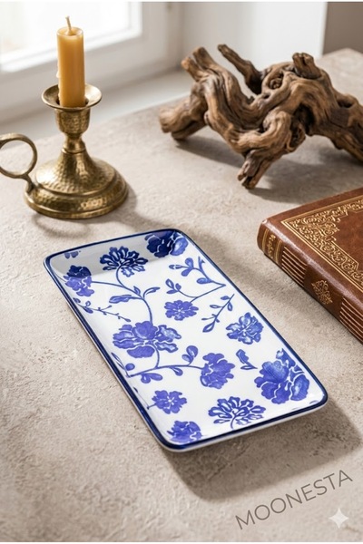 Madame Coco Ρεβ Μπλε Ανζέρ Νέα Ορυκτή Πορσελάνη Ορθογώνιο Πιάτο