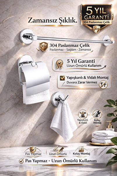 Alper Banyo 304 nehrđajući čelik, 3-dijelni set za kupatilo | Držač papira sa...