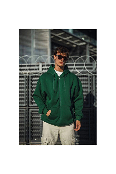 Narnuga Oversize Full Zip Long Sleeve Cardigan - Khaki -