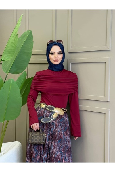 ALLİNOFFİCİAL Drapeli Kayık Yaka Sandy Bluz