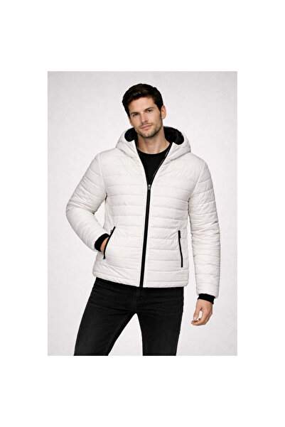 Narnuga Men's Inflatable Hooded Zippered Coat Water Repellent Quilted Lined w...