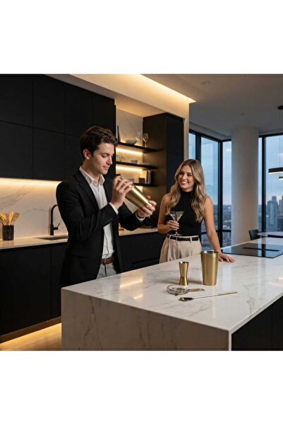 OEM Cocktail Shaker Set Gold Stainless Steel, Elegant Design, 17, 6x16, 7x19,...