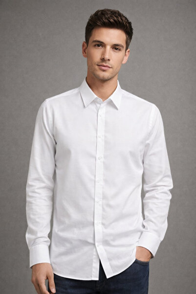 Manche Muška košulja sa muslin kragnom 12-1365, bela