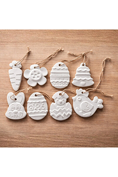 OEM Set 8 Figurine din ipsos cu agatatoare, Pasti, 8x6cm