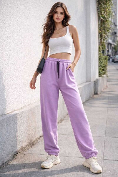 DağdevirenTekstil Women's Lilac Elastic Leg 3 Thread Sweatpants