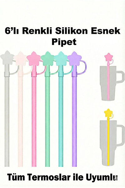 Stanley Quencher 1.18 ve 0.89 Uyumlu 6lı Silikon Pipet Gıdaya Teması Uygun BP...