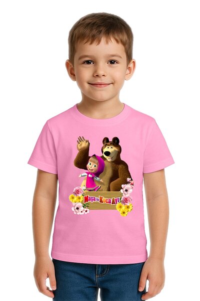 SEDİRLİ Tricou unisex pentru copii Masha și Ursul cu imprimeu bumbac bucăți d...