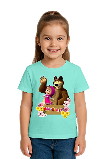 SEDİRLİ Tricou unisex pentru copii Masha și Ursul cu imprimeu bumbac bucăți d...