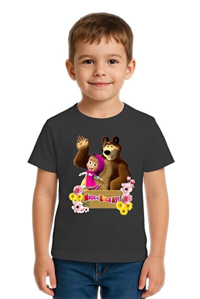 SEDİRLİ Tricou unisex pentru copii Masha și Ursul cu imprimeu bumbac bucăți d...