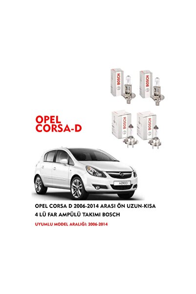 Bosch OPEL CORSA D 2006-2014 ARASI ÖN UZUN-KISA 4 LÜ FAR AMPÜLÜ TAKIMI