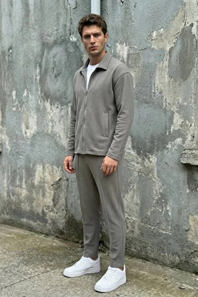 MADZEYMODA Men's Transitional Crepe Fabric Zippered Jacket & Green Trousers G...