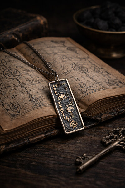 Ricco Jewellery 925 Ayar Gümüş Siyah Rodaj Northwarden Kolye