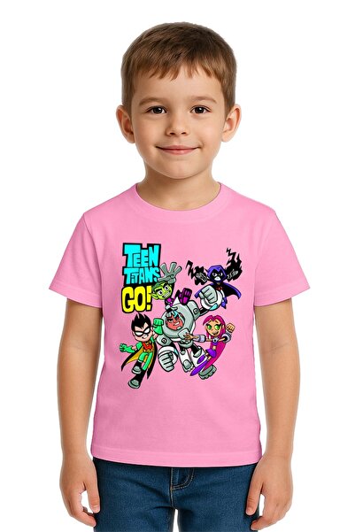 SEDİRLİ Unisex Teen Titans Go Printed Kids T-Shirt Cotton Combed Cotton Fabric