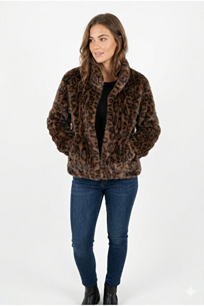 OEM Faux Fur Leopard Jacket – Size XL, Warm and Ultra-Stylish