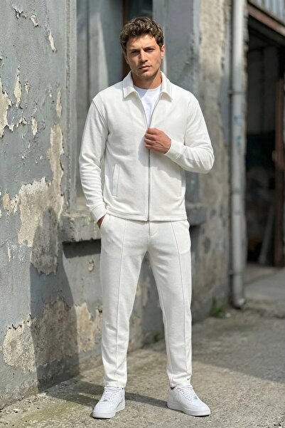 MADZEYMODA Men's Transitional Crepe Fabric Zippered Jacket & Green Trousers E...