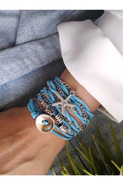 ZeynDesign Mavi Süet Deniz Yıldızı Wrap