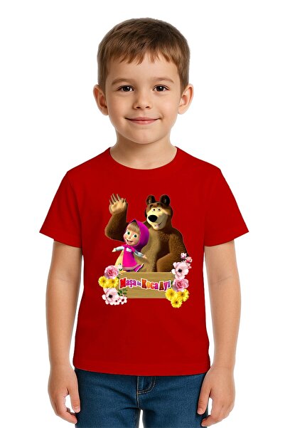 SEDİRLİ Tricou unisex pentru copii Masha și Ursul cu imprimeu bumbac bucăți d...