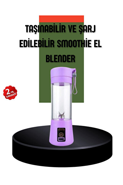 Genel Markalar Taşınabilir USB Şarjlı Mini Smoothie Blender 380ml Çelik lı Po...