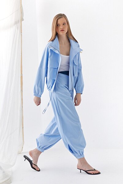 MARKALİSTE Pleated Jogger Pants Trousers Blue