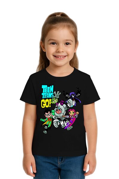 SEDİRLİ Tricou unisex pentru copii Teen Titans Go cu imprimeu bumbac bucăți d...