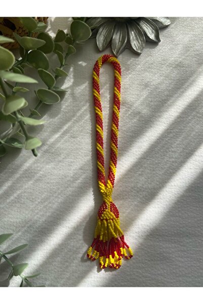 Handmade KUM BONCUK EL İŞİ SARI KIRMIZI SALLAMA TESBİH