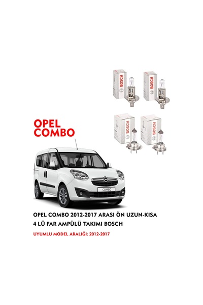 Bosch OPEL COMBO 2012-2017 ARASI ÖN UZUN-KISA 4 LÜ FAR AMPÜLÜ TAKIMI