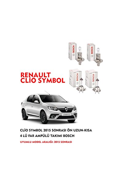 Bosch CLİO SYMBOL 2015 SONRASI ÖN UZUN-KISA 4 LÜ FAR AMPÜLÜ TAKIMI
