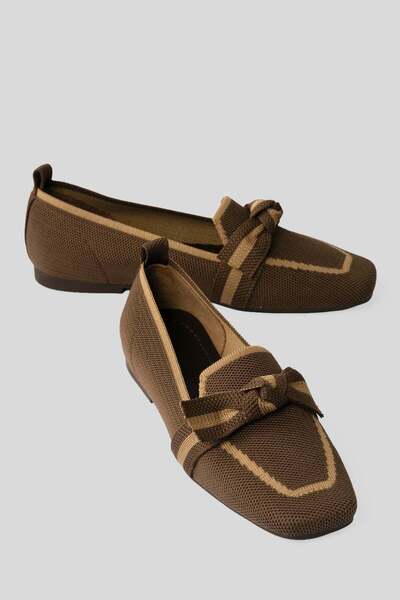 Mubiano Γυναικεία Πλεκτά Μπαλαρίνα Τετράγωνη μύτη τεμαχίων με Φιόγκο Casual Μ...