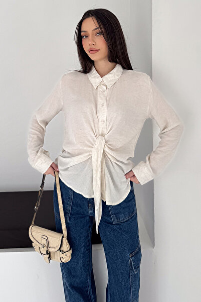 Noa&Noa Waist Tie Detailed Shirt – Beige Charm