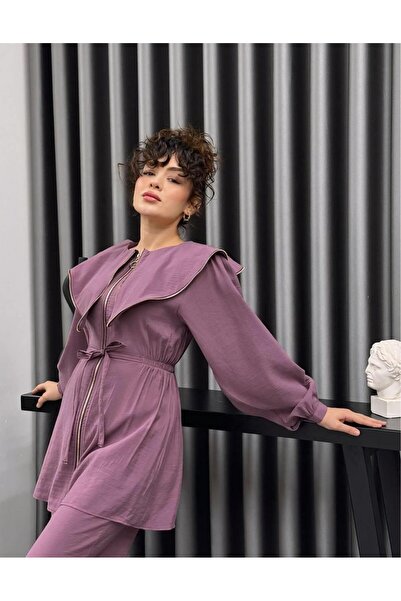 Cardella Liora Summer Tnsl Fabric Zip Detail Shirt and Pants Set – Modern Hij...