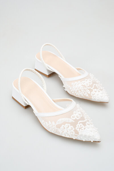 meyra'nın ayakkabıları Women's Stone Mesh Heeled Shoes White