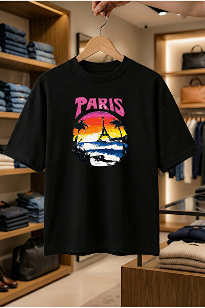 FEEL STYLE تي شيرت صيفي بأكمام قصيرة مضاد للعرق قطن قطعة مطبوع تي شيرت باريس ...