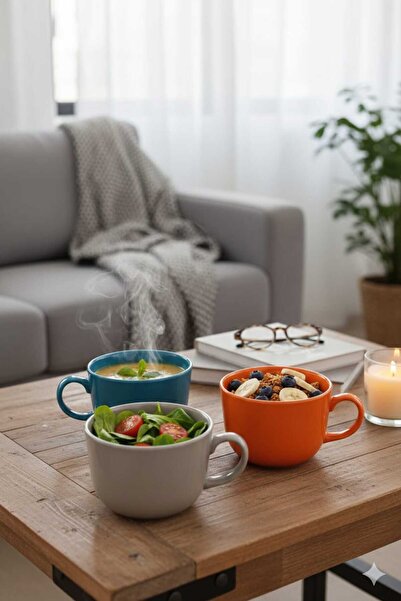Funny Life Jumbo Bowl Series - 3 Pieces - Blue - Mustard-Grey Color - Multi-P...