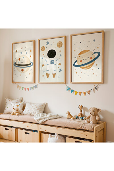 Artiera Σετ ζωγραφικής για παιδικό δωμάτιο με θέμα το διάστημα 3 τεμαχίων με ...